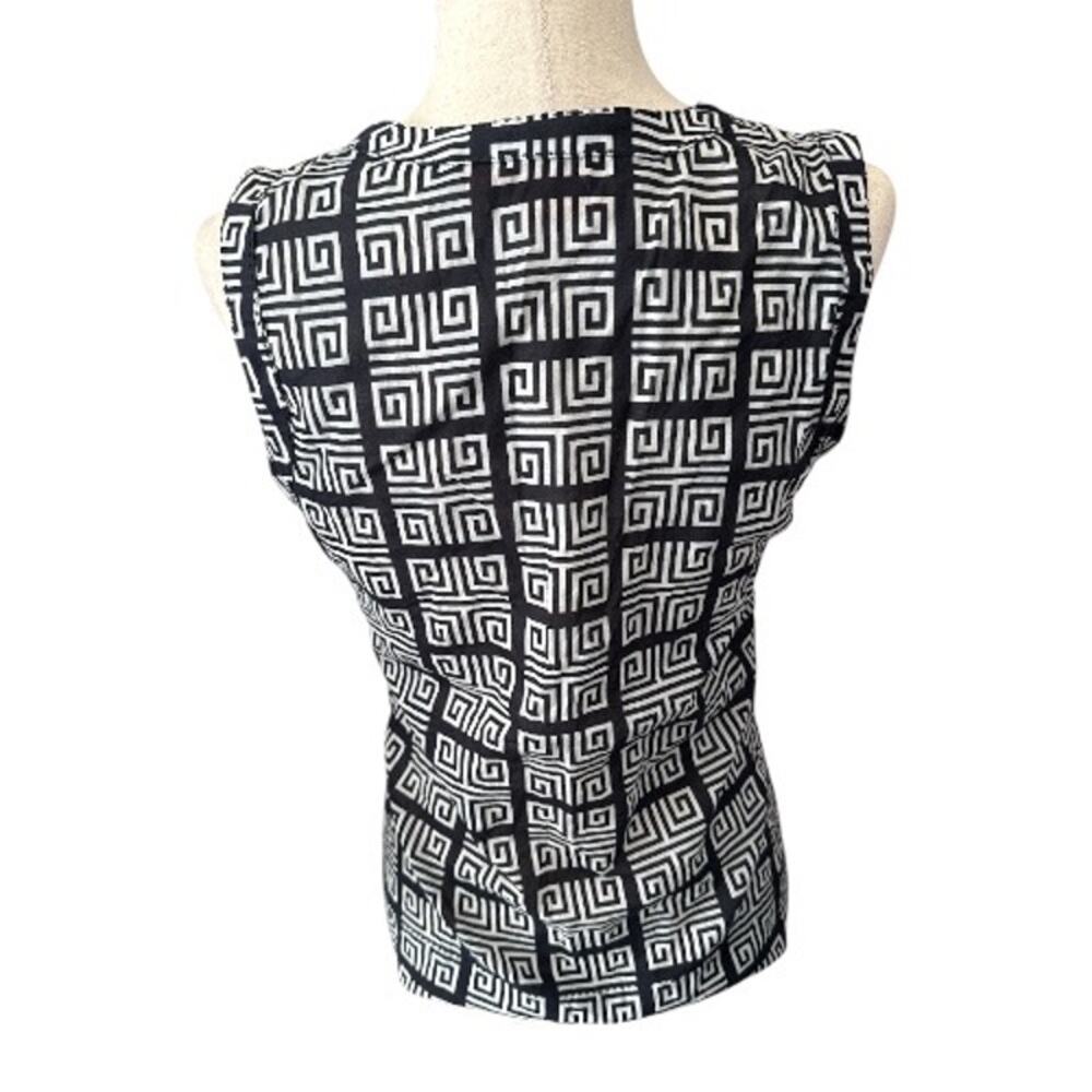Tory Burch Sleeveless Greek Key Print Cotton Top 6 - Picture 5 of 8